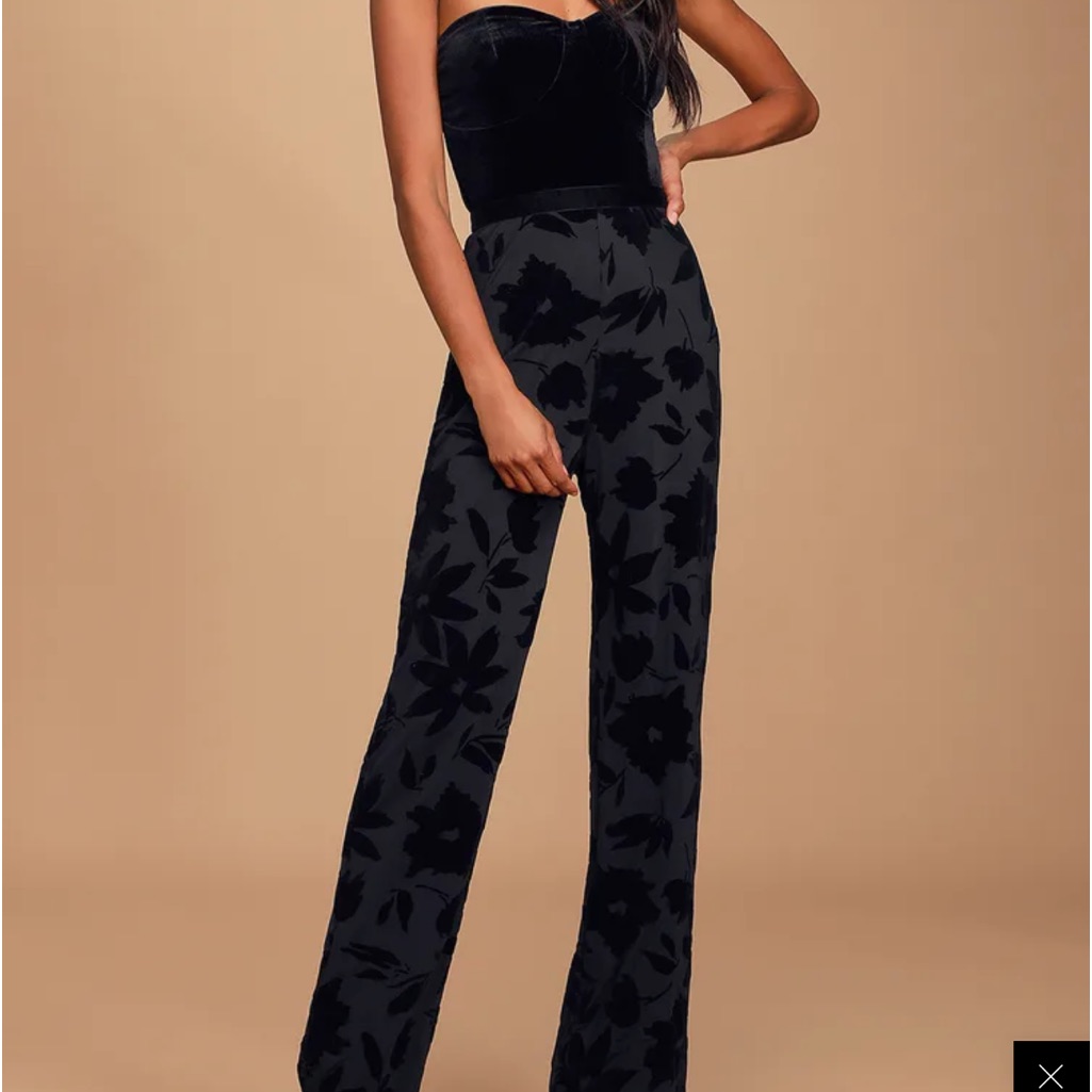 Black Velvet Strapless Jumpsuit
